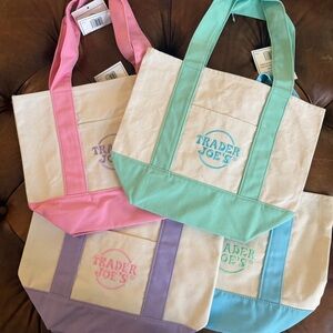 4 Trader Joe’s Mini Tote Bags - All Four Pastel Colors